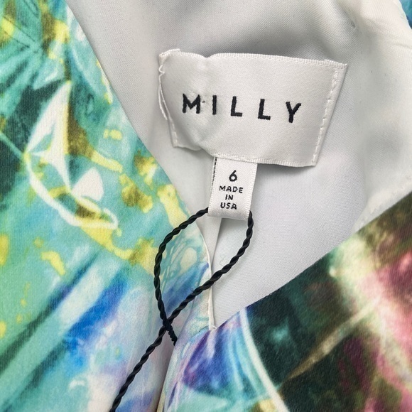NWT Milly Blouson Celophane Multicolor Green Tank‎ Sleeveless Mini Dress - Picture 5 of 11